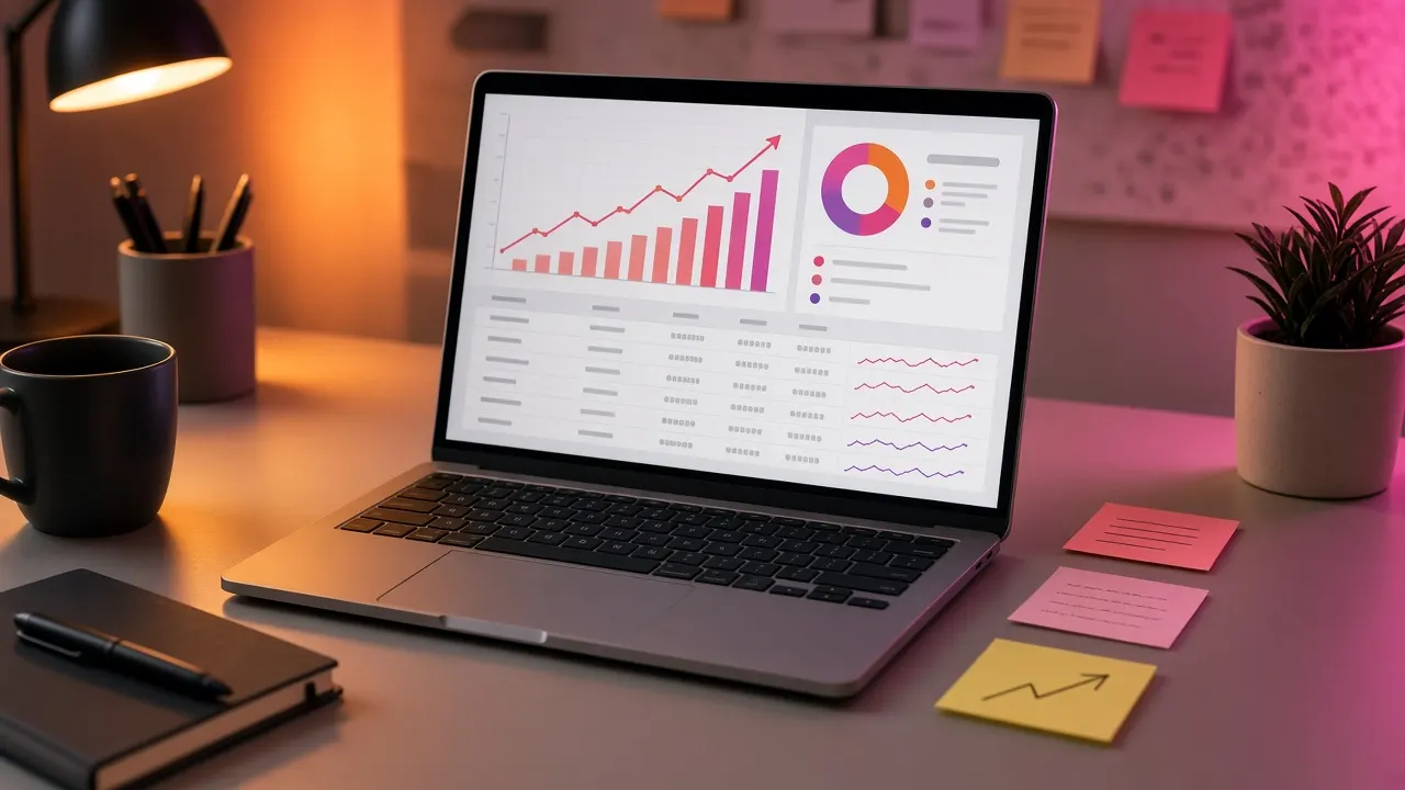 Laptop showing organic traffic growth charts